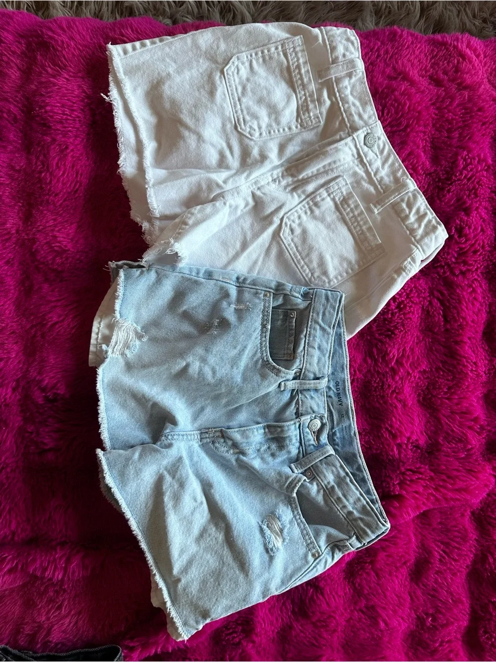 Two Old Navy White & Light Blue Denim Cutoff Shorts